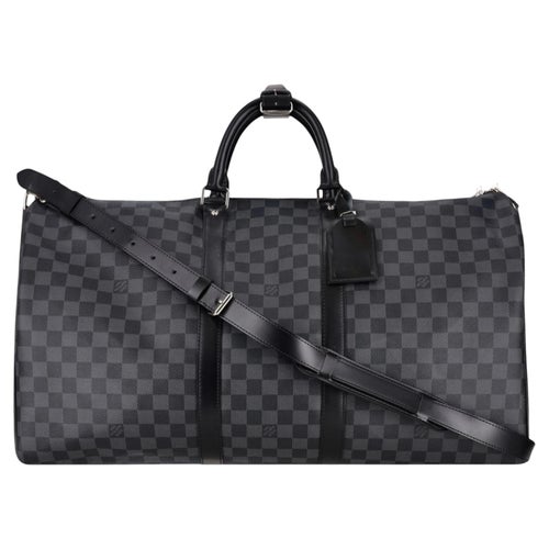 Borsa da viaggio Louis Vuitton Keepall Bandoulière 55 in tela rivestita Damier Graphite